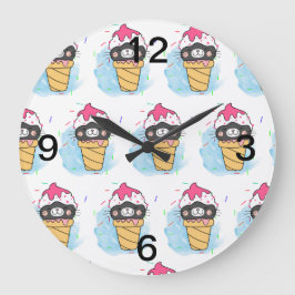 アイスクリームコーン水彩 ラージ壁時計