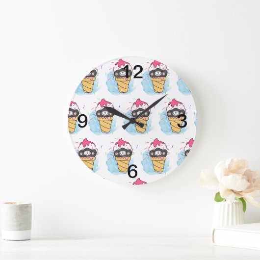 アイスクリームコーン水彩 ラージ壁時計 (ホーム)