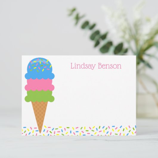 アイスクリームコーン注パーソナライズされた記カードを振りかける サンキューカード (スタンド正面)