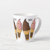 アイスクリームコーン漫画イラストレーション カフェラテマグ (右アングル)