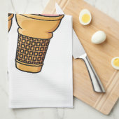 アイスクリームコーン漫画イラストレーション キッチンタオル (四つ折り)