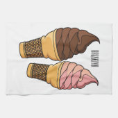 アイスクリームコーン漫画イラストレーション キッチンタオル (横)