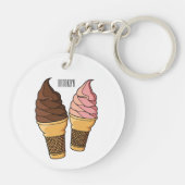 アイスクリームコーン漫画イラストレーション キーホルダー (裏面)