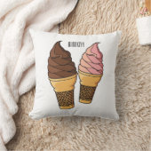 アイスクリームコーン漫画イラストレーション クッション (ブランケット)