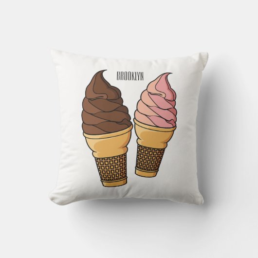 アイスクリームコーン漫画イラストレーション クッション (正面)