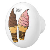 アイスクリームコーン漫画イラストレーション セラミックノブ (右)