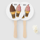 アイスクリームコーン漫画イラストレーション ハンドファン (正面&裏面)
