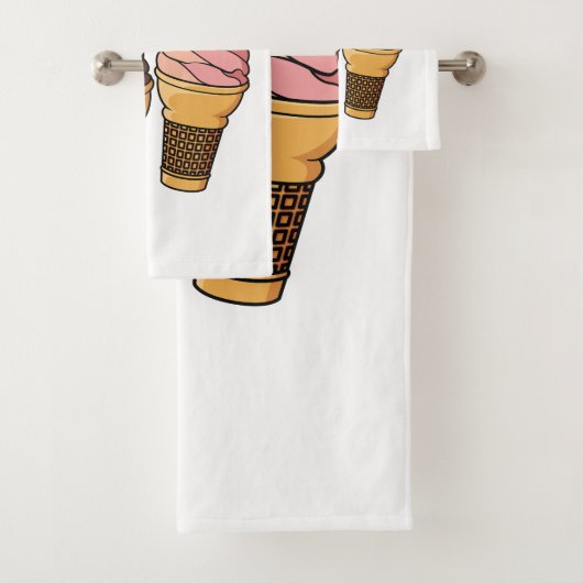 アイスクリームコーン漫画イラストレーション バスタオルセット (インサイチュ)