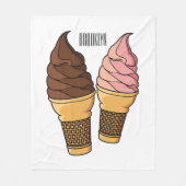 アイスクリームコーン漫画イラストレーション フリースブランケット (正面)