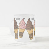 アイスクリームコーン漫画イラストレーション フロストグラスマグカップ (正面左)