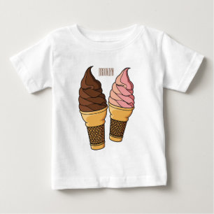 アイスクリームコーン漫画イラストレーション ベビーTシャツ
