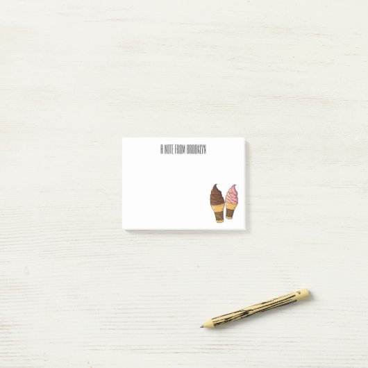 アイスクリームコーン漫画イラストレーション ポストイット (デスク上)