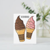 アイスクリームコーン漫画イラストレーション ポストカード (スタンド正面)