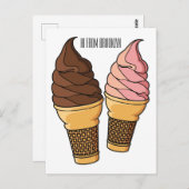アイスクリームコーン漫画イラストレーション ポストカード (正面/裏面)