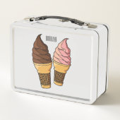 アイスクリームコーン漫画イラストレーション メタルランチボックス (裏面)