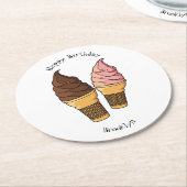 アイスクリームコーン漫画イラストレーション ラウンドペーパーコースター (アングル)