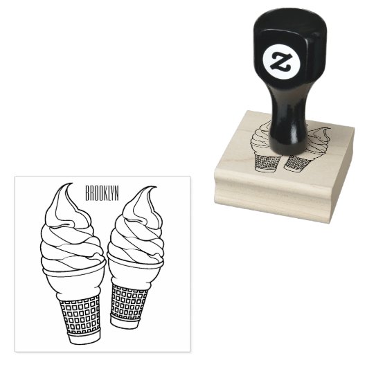 アイスクリームコーン漫画イラストレーション ラバースタンプ (押印)