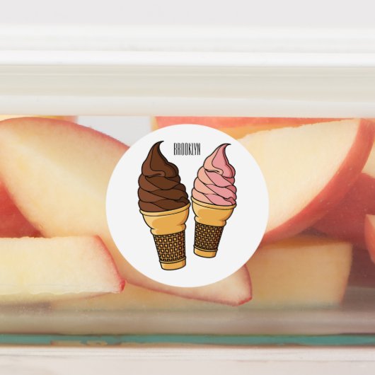 アイスクリームコーン漫画イラストレーション ラベル (貼付)