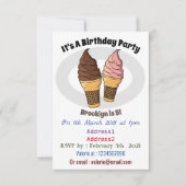 アイスクリームコーン漫画イラストレーション 招待状 (正面)