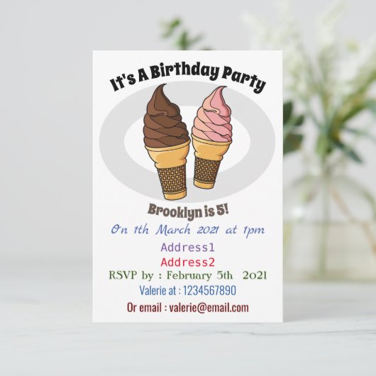 アイスクリームコーン漫画イラストレーション 招待状 (スタンド正面)