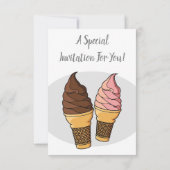 アイスクリームコーン漫画イラストレーション 招待状 (裏面)
