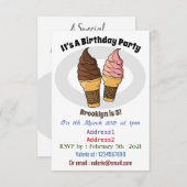 アイスクリームコーン漫画イラストレーション 招待状 (正面/裏面)