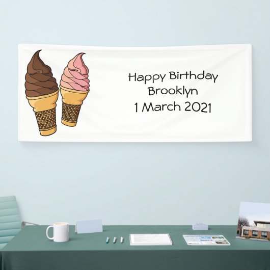 アイスクリームコーン漫画イラストレーション 横断幕 (トレードショー)