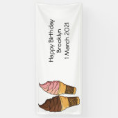 アイスクリームコーン漫画イラストレーション 横断幕 (縦)