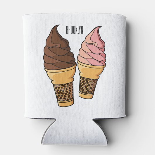 アイスクリームコーン漫画イラストレーション 缶クーラー (裏面)