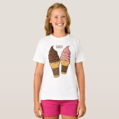 アイスクリームコーン漫画イラストレーション Tシャツ (正面フル)