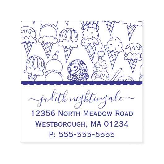 アイスクリームコーン独自の差出人住所 セルフインキングスタンプ (デザイン)