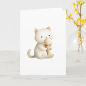 アイスクリームコーン猫 カード (黄色い花)