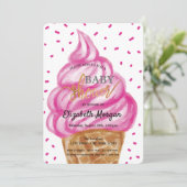 アイスクリームコーン紙吹雪スイーツベビーシャワー 招待状 (スタンド正面)