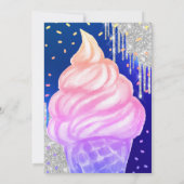 アイスクリームコーン紙吹雪王室のブルーベビーシャワー 招待状 (裏面)