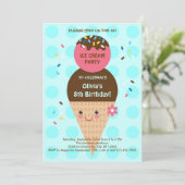 アイスクリームコーン誕生パーティー 招待状 (スタンド正面)