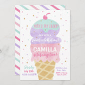 アイスクリームコーン誕生日パーティーの招待状 招待状 (正面/裏面)