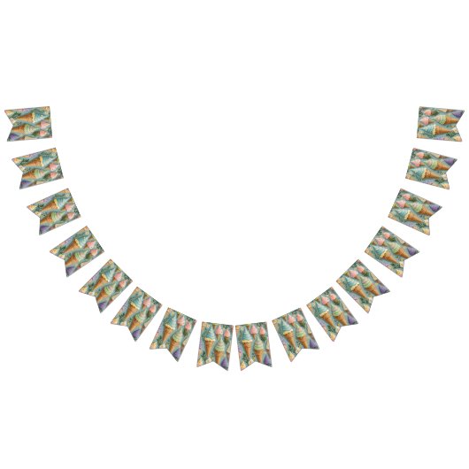 アイスクリームコーン誕生日 バンティングフラッグ (全)