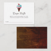 アイスクリームコーン赤ちゃんシャワーおむつラッフルチケット エンクロージャーカード (正面/裏面)