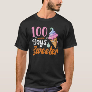 アイスクリームコーン100日の学校先生女の子B Tシャツ