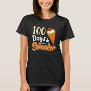 アイスクリームコーン100日の学校先生女の子B Tシャツ