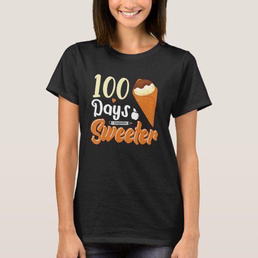アイスクリームコーン100日の学校先生女の子B Tシャツ (正面)