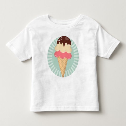 アイスクリームコーン – かわいいチョコレートバニラミントグリーン トドラーTシャツ (正面)