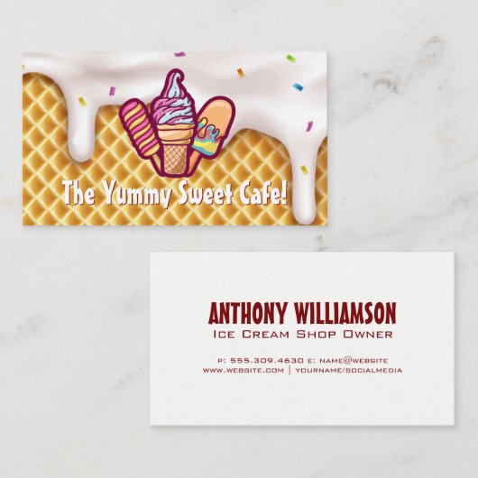 アイスクリームコーン | アイシングの滴り 名刺 (正面/裏面)