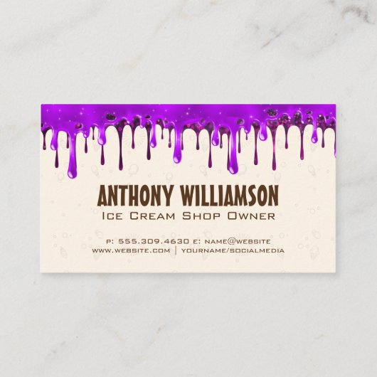 アイスクリームコーン | キラキラとアイシングの滴 名刺 (裏面)