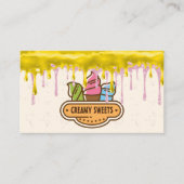 アイスクリームコーン | キラキラとアイシングの滴 名刺 (正面)