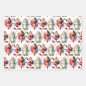 アイスクリームコーン、サンデーとミルクシェイク誕生日 ラッピングペーパーシート (正面2)