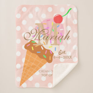 アイスクリームコーン(スプリンクル付き)とさくらんぼ(上) シェルパブランケット