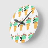アイスクリームコーン ラウンド壁時計 (傾斜)