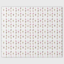 アイスクリームコーン＆リボン 誕生日ラッピングペーパー