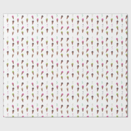 アイスクリームコーン＆リボン 誕生日ラッピングペーパー ラッピングペーパー